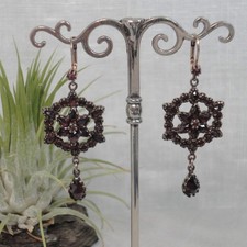 Granatschmuck Granat Ohrringe Stern Retro Vintage Retro Silber 925/- vergoldet