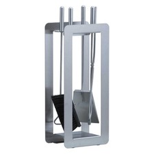 Heibi Kaminbesteck aus Edelstahl 5-teilig silber modern 22,5x16x59 cm