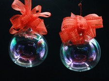 Christbaumschmuck 2x BAUMKUGEL Mundgeblasen Lauscha GLASKUGEL Ø 10cm transparent