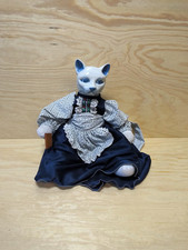 Vintage Porzellankopf Katzen Puppe mit Stoffkörper