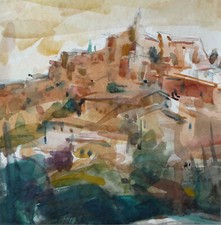 Aquarell, Landschaft, signiert, unleserlich, Original, Malweise ähnlich Bargheer