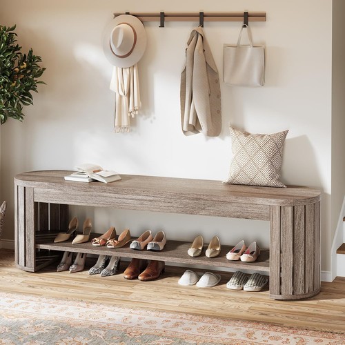 Schuhbank aus holz mit - schuhbank,