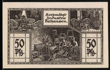 Notgeld Dalhausen, 1921, 50 Pfennig, Korbmöbel-Industrie und religiöse Inschrif 