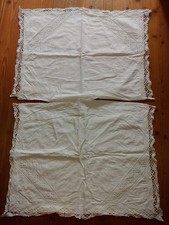 2x Kissenhülle weiß alt Weißwäsche Spitze 55 x 70 cm Bettwäsche