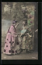 Foto-AK BNK Nr. 32891 /9: Geisha im Kimono und Mann 1908 