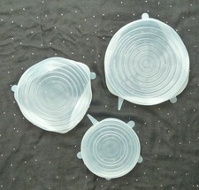 3 x Schüssel - Topf Abdeckhauben - Silikon Abdeckungen - durchsichtig - Frisch