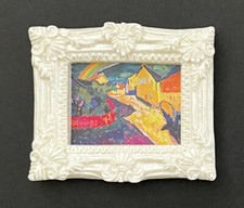 Miniatur Bilderrahmen mit Bild für Puppenstube 6,1 x 5,3cm