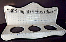 alte Emailhalterung Soda Sand Seife Wandmontage HBT (17/40/13)cm mit Inschrift