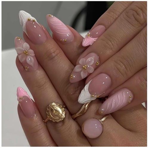 Press nails french - french, rosa