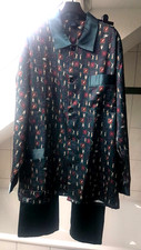 HERREN VINTAGE Pyjama *Schlafanzug dunkelgrün mit  Motiv 17% BW Gr. 48/50 Neu