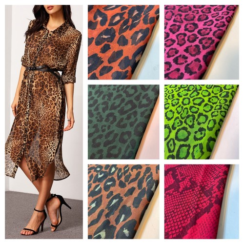 Blumen leopard krepp chiffon - leopard,