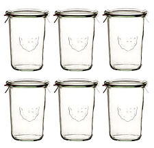 6x WECK-Sturzglas 850ml (3/4 Liter) mit Gummiring und 2 Klammern