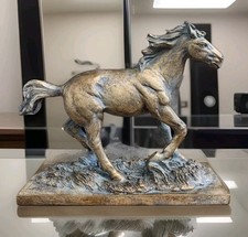 Figur Pferd Skulptur Hengst Barock  Statue Deko Figur Holzoptik gold bronze 