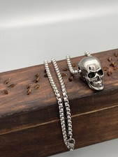 Totenkopf Anhänger 316L Edelstahl Skull + 60cm stabile Halskette Set