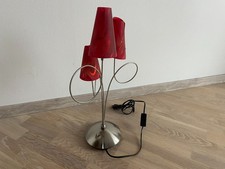 Tischlampe silber mit 3 roten Schirmen gebraucht