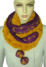Xenia Exklusiver Schlauchschal limitiert Loop Loopschal Schal Kunstfell senf 
