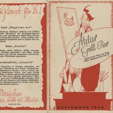 Menükarte Köln Atelier Grill Bar Speisekarte Rezept historisch 1936