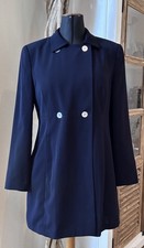 Toller langer Blazer Kurzmantel von Taifun Gr.38 Blau Perlmutt Schulterpolster