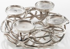 Deko Kranz rund Metall 4 Kerzen Silber Kerzenleuchter Ständer Adventskranz 31cm
