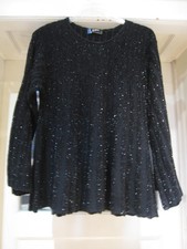 Langarm-Pullover "Claude Montana Paris" (Italy) schwarz mit Lurex, Gr. 42, NEU