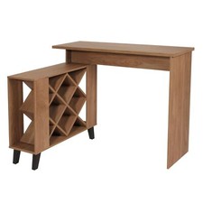 B-Ware Bartisch MCW-M45, Thekentisch Weinregal, Staufächer 93x120x98cm, braun