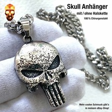 Skull Anhänger Edelstahl Biker Panzerkette Königskette Herren Totenkopf Ring 2