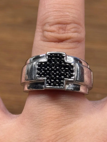 Kreuz ring 925 silber onyx - ring,