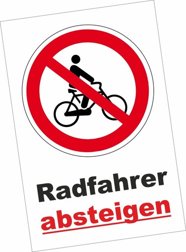 Radfahrer absteigen achtung - radfahrer,