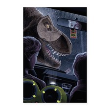 Jurassic Park Begegnung Mit Dem T-Rex Im Auto Poster 60x90 cm, One size, Weiß
