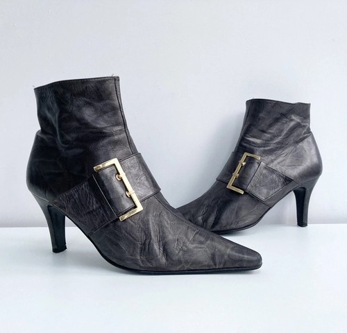 Vintage leder stiefel spitz - vintage, 6