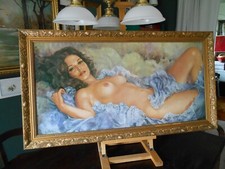 EROTISCHER FRAUENAKT Nude Gemälde KUNSTDRUCK / AKT von J. White 100x50 + Rahmen