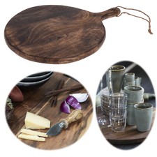 Teakholz Schneidebrett 40x29cm Rund Griff Schneidbrett Küchenbrett Servierbrett