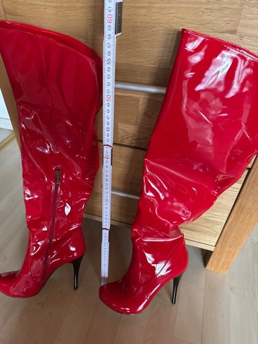 Lack overknie stiefel rot - lack,