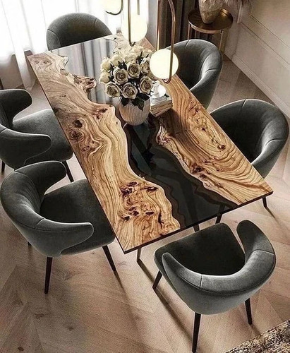Black ocean epoxy river - ocean, table