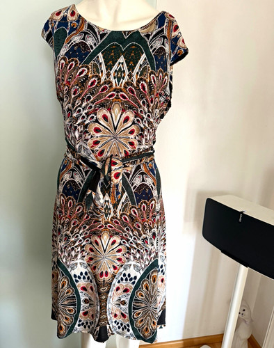 Apricot linien kleid paisley - kleid,