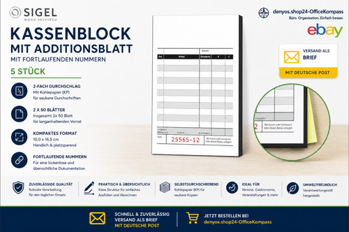 Sigel kassenblock mit - 5x,