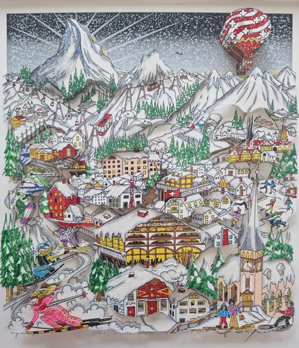 Charles fazzino ski skate - 3d,