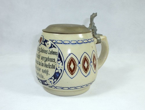 Geritzter jugendstil bierkrug - geritzter,
