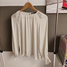 Zara Damen Tunika Bluse Gr L creme Satin