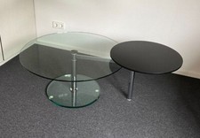 Couchtisch glas metall mit 2 runden Platten eine drehbar
