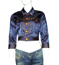 Jacke Top Bauchfrei Jean Paul Gaultier Vintage y2K Blau Größe 38 Fr