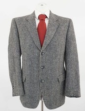 Harris Tweed Atelier Torino Sakko Blazer 26,5 grau blau Einreiher 3-Knopf C419