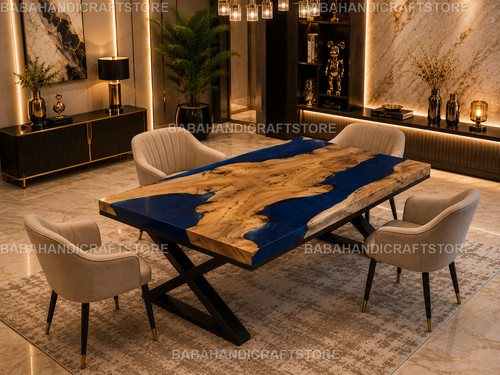 Luxus live edge esstisch blau - luxus,