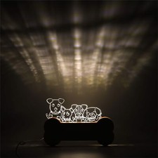 3D LED-Lampe Hunde Familie