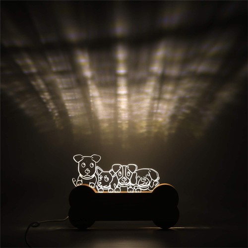 Led lampe hunde familie - 3d, led-lampe