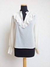 Weiße Punkte Rüschchen Bluse