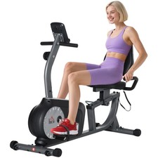 Liegeergometer magnetisch Heimtrainer mit LCD-Anzeige, 8 Widerstandsstufen Grau