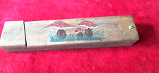Holz Griffelkasten+bemalt+Fliegenpilze+3 Boxen+ohne Inhalt+30erJahre+Sammler