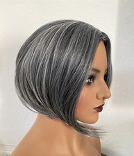 Perücke Grau Bob Alltag Weich