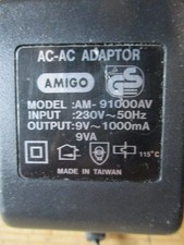 #17) Steckerladegerät Steckernetzteil Trafo 9V AC  1A Ladekabel AM- 91000AV